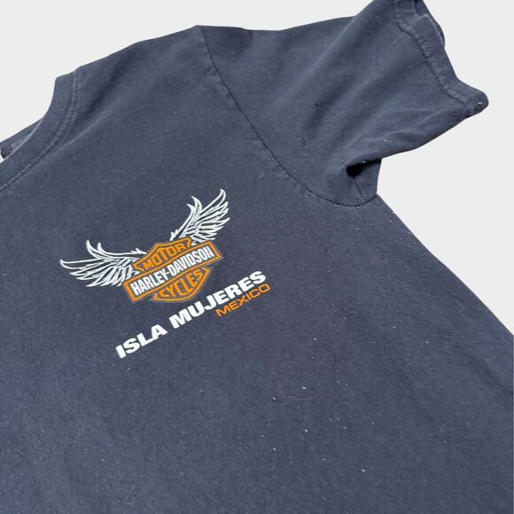 VTG Harley Davidson Shirt Mens Small Black Isla Mujeres Mexico Yazbek Winged - Picture 7 of 11